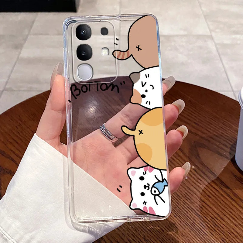 Casing For Vivo Y29 Case 4G V2423 Aesthetic Cute Cat Astronaut Soft Silicone Back Cover For Vivo Y29 4G Transparent Phone Case