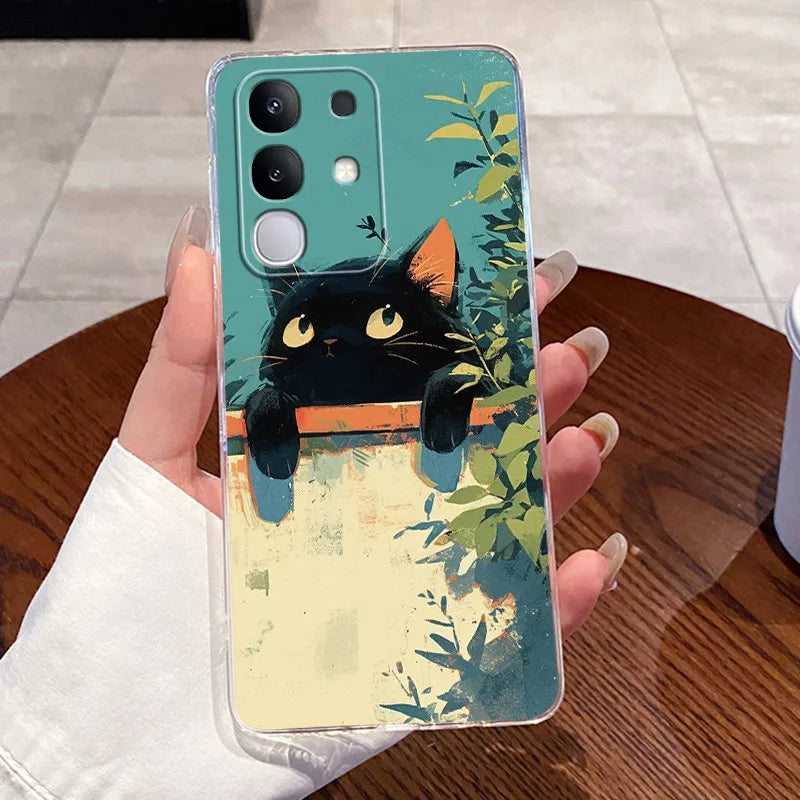 Casing For Vivo Y29 Case 4G V2423 Aesthetic Cute Cat Astronaut Soft Silicone Back Cover For Vivo Y29 4G Transparent Phone Case