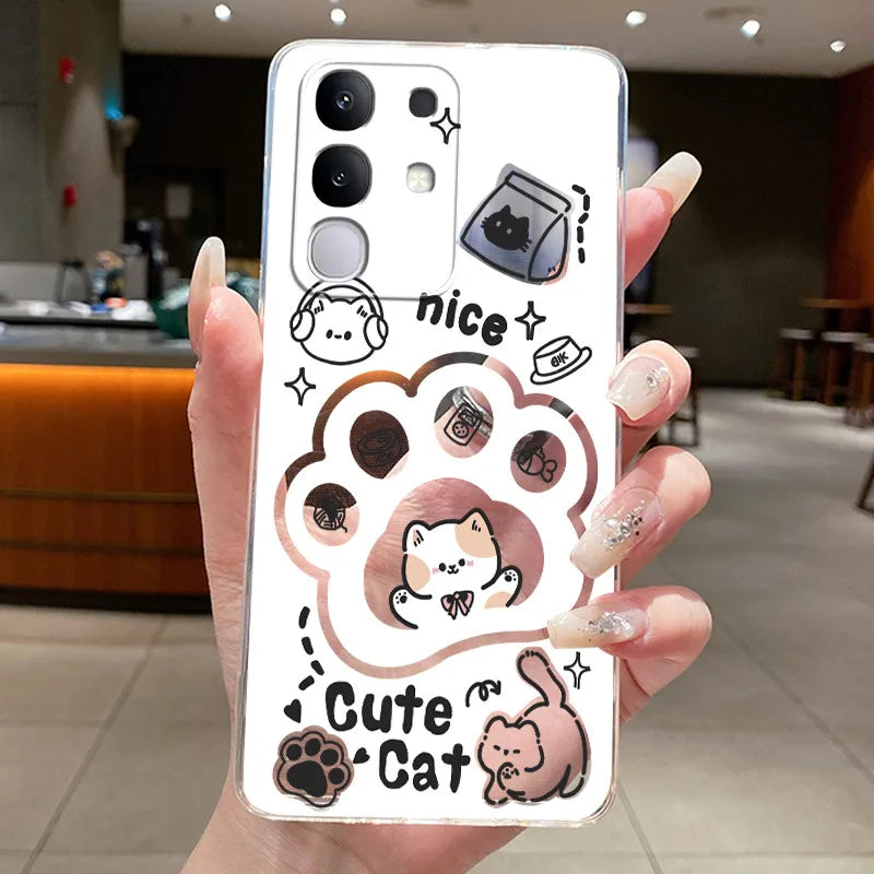 Casing For Vivo Y29 Case 4G V2423 Aesthetic Cute Cat Astronaut Soft Silicone Back Cover For Vivo Y29 4G Transparent Phone Case