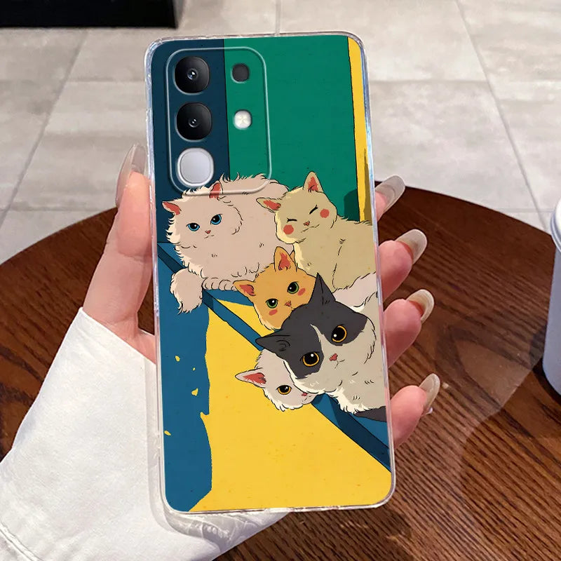 Casing For Vivo Y29 Case 4G V2423 Aesthetic Cute Cat Astronaut Soft Silicone Back Cover For Vivo Y29 4G Transparent Phone Case