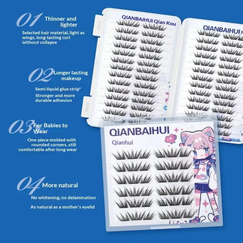 DIY Clusters Eyelashes Glue-free False Eyelashes Natural Eyelash Manga Lashes Soft False Eyelashes Daily Makeup