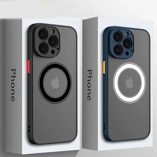 Hard Matte Case For iPhone 16 16e 15 14 13 Mini 12 11 Pro Max Plus Phone Magsafe Magnetic ireless Charge Cover funda Capa