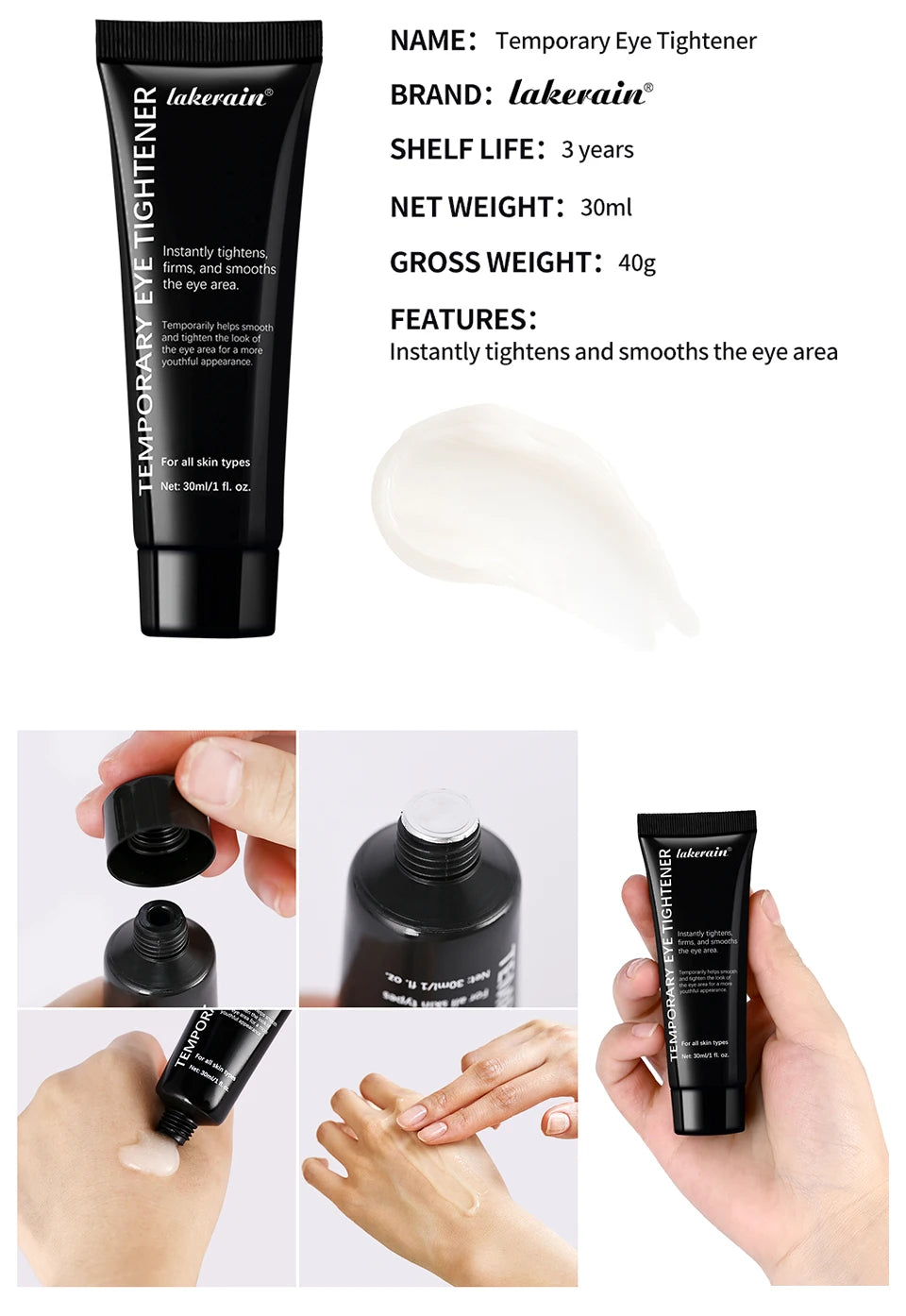 Instant Tighten Wrinkles Eye Cream Remove Eye Fat Bags Puffiness Lifting Firming Smooth Fine Lines Nourish Eye Massage Cream