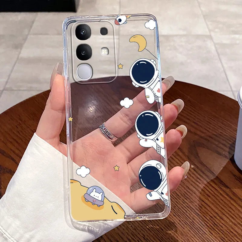 Casing For Vivo Y29 Case 4G V2423 Aesthetic Cute Cat Astronaut Soft Silicone Back Cover For Vivo Y29 4G Transparent Phone Case
