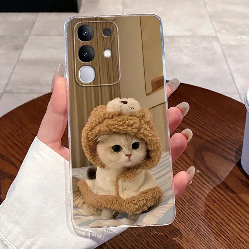 Casing For Vivo Y29 Case 4G V2423 Aesthetic Cute Cat Astronaut Soft Silicone Back Cover For Vivo Y29 4G Transparent Phone Case