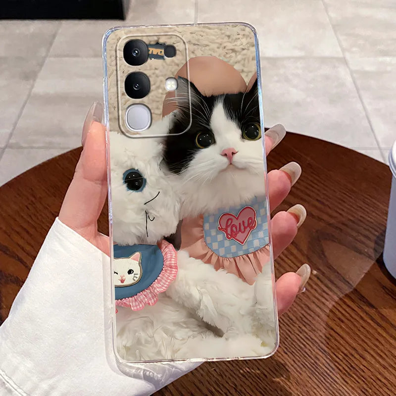 Casing For Vivo Y29 Case 4G V2423 Aesthetic Cute Cat Astronaut Soft Silicone Back Cover For Vivo Y29 4G Transparent Phone Case