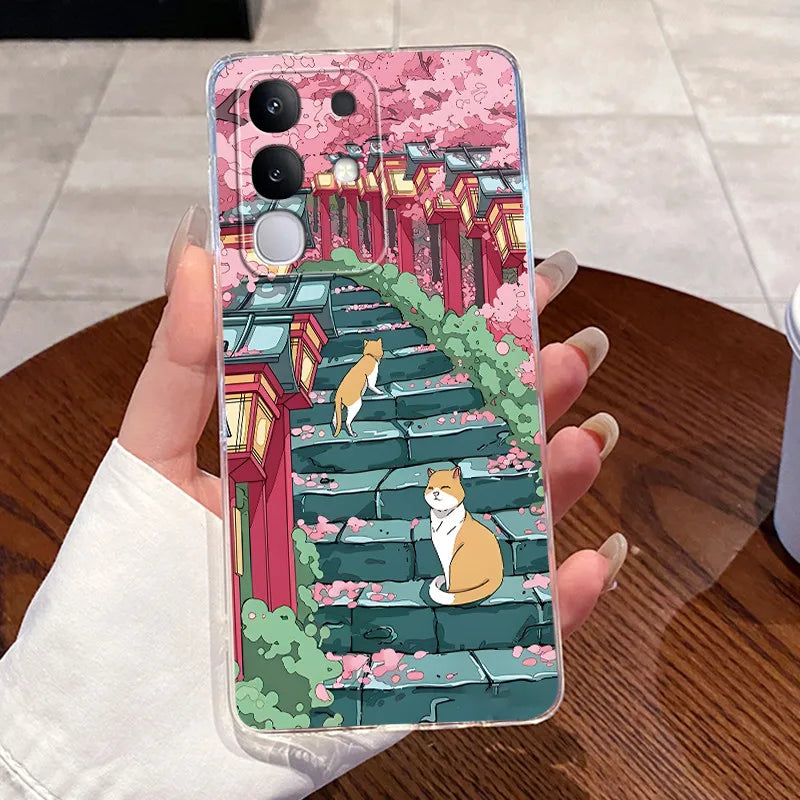 Casing For Vivo Y29 Case 4G V2423 Aesthetic Cute Cat Astronaut Soft Silicone Back Cover For Vivo Y29 4G Transparent Phone Case