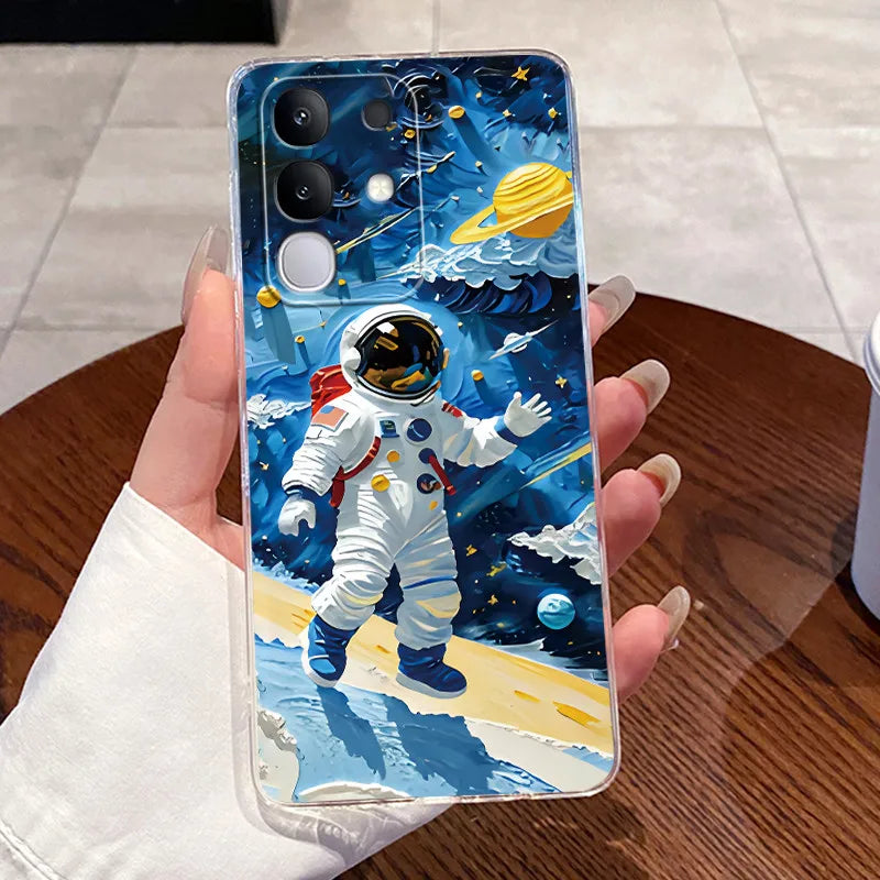 Casing For Vivo Y29 Case 4G V2423 Aesthetic Cute Cat Astronaut Soft Silicone Back Cover For Vivo Y29 4G Transparent Phone Case