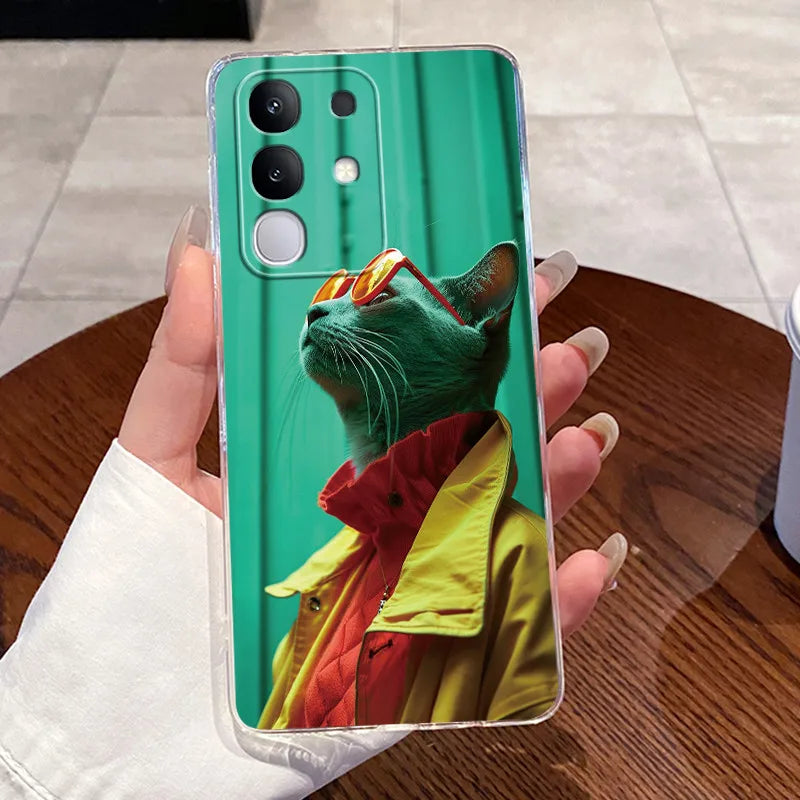 Casing For Vivo Y29 Case 4G V2423 Aesthetic Cute Cat Astronaut Soft Silicone Back Cover For Vivo Y29 4G Transparent Phone Case