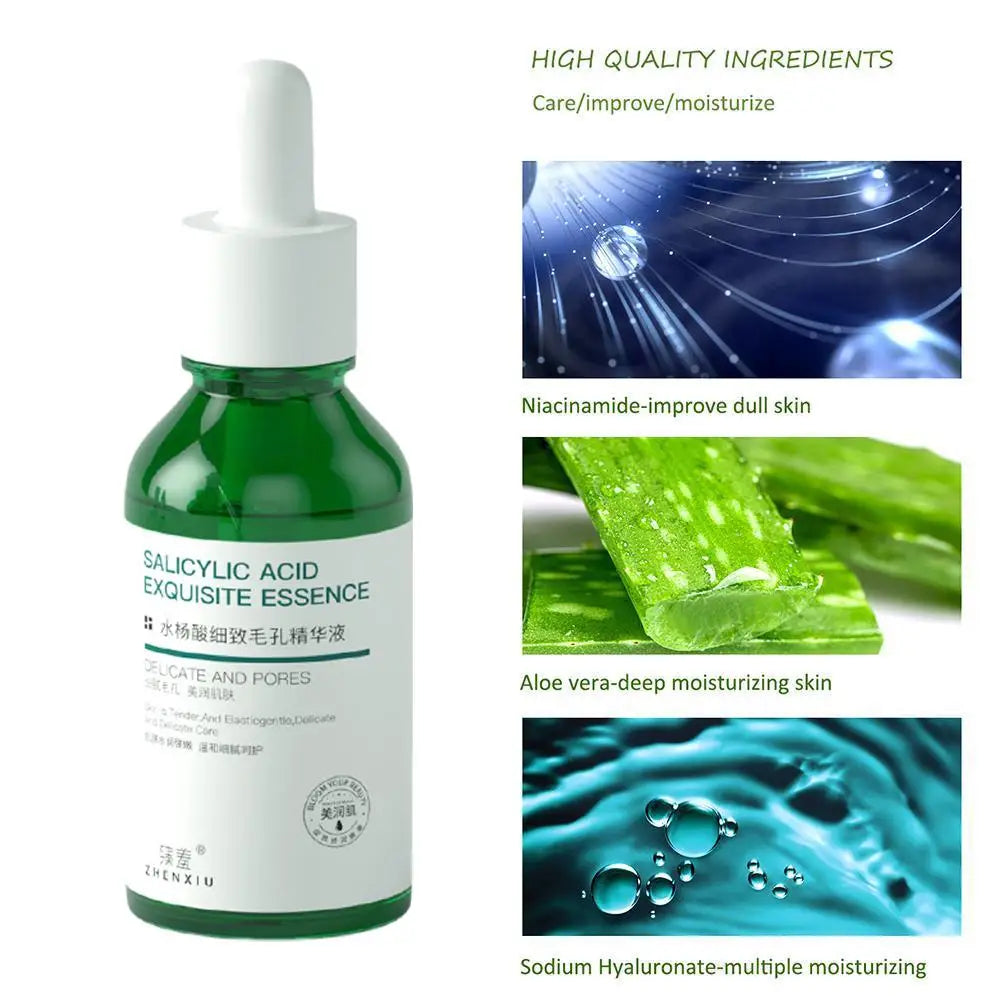 30ml Salicylic Acid Delicate Pore Facial Essence Hydrating Moisturizing Gentle Care Shrinking Pore Water Light Beauty Face Serum