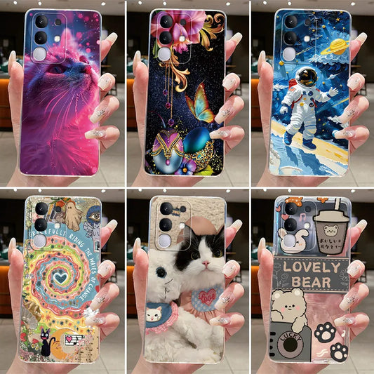 Casing For Vivo Y29 Case 4G V2423 Aesthetic Cute Cat Astronaut Soft Silicone Back Cover For Vivo Y29 4G Transparent Phone Case