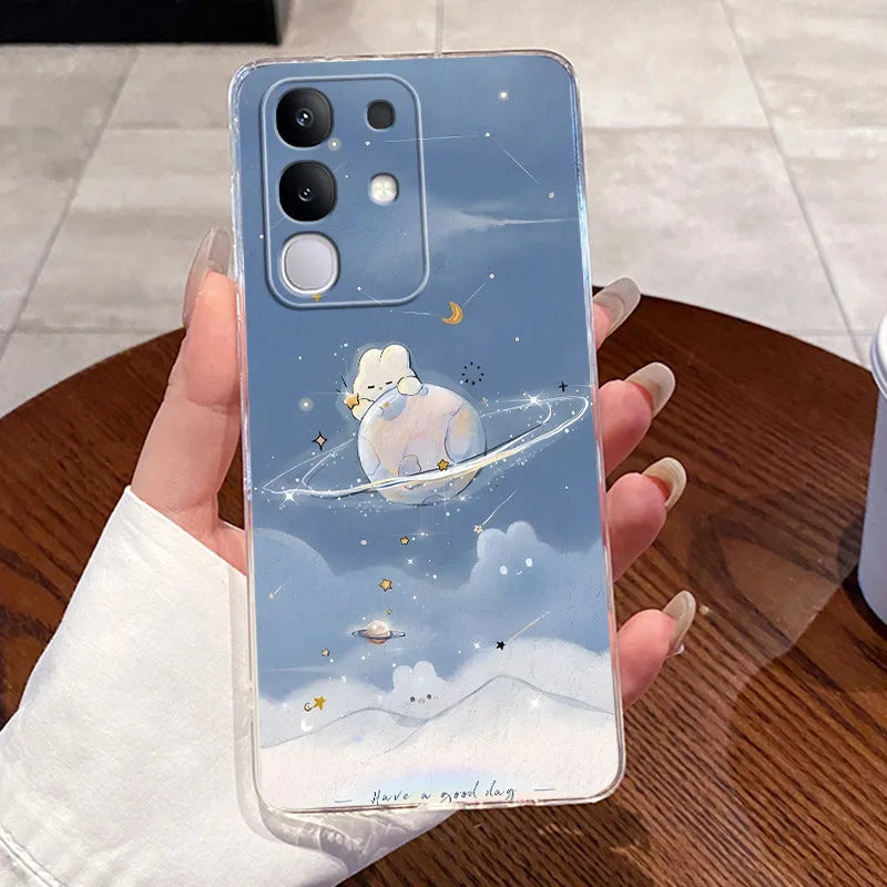 Casing For Vivo Y29 Case 4G V2423 Aesthetic Cute Cat Astronaut Soft Silicone Back Cover For Vivo Y29 4G Transparent Phone Case