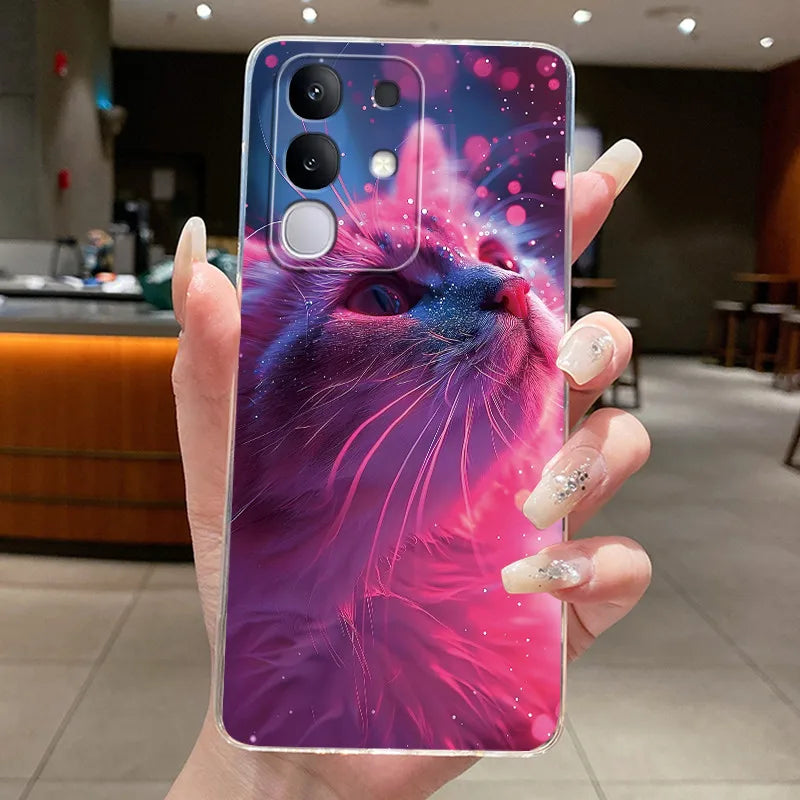 Casing For Vivo Y29 Case 4G V2423 Aesthetic Cute Cat Astronaut Soft Silicone Back Cover For Vivo Y29 4G Transparent Phone Case