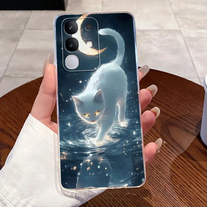 Casing For Vivo Y29 Case 4G V2423 Aesthetic Cute Cat Astronaut Soft Silicone Back Cover For Vivo Y29 4G Transparent Phone Case