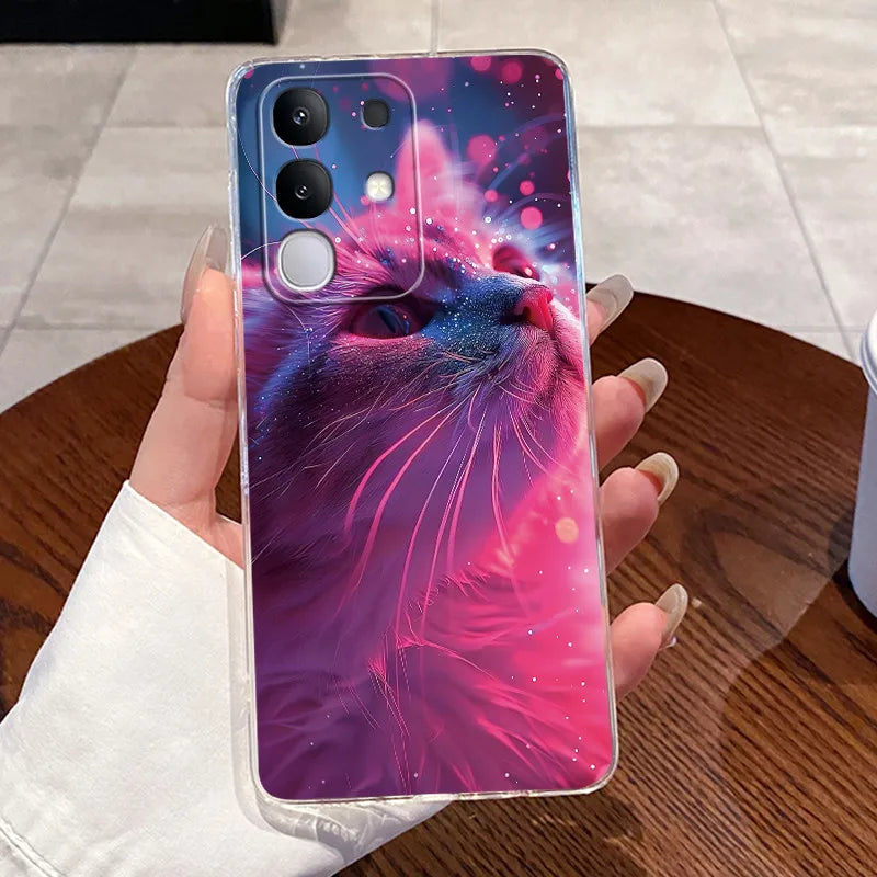 Casing For Vivo Y29 Case 4G V2423 Aesthetic Cute Cat Astronaut Soft Silicone Back Cover For Vivo Y29 4G Transparent Phone Case