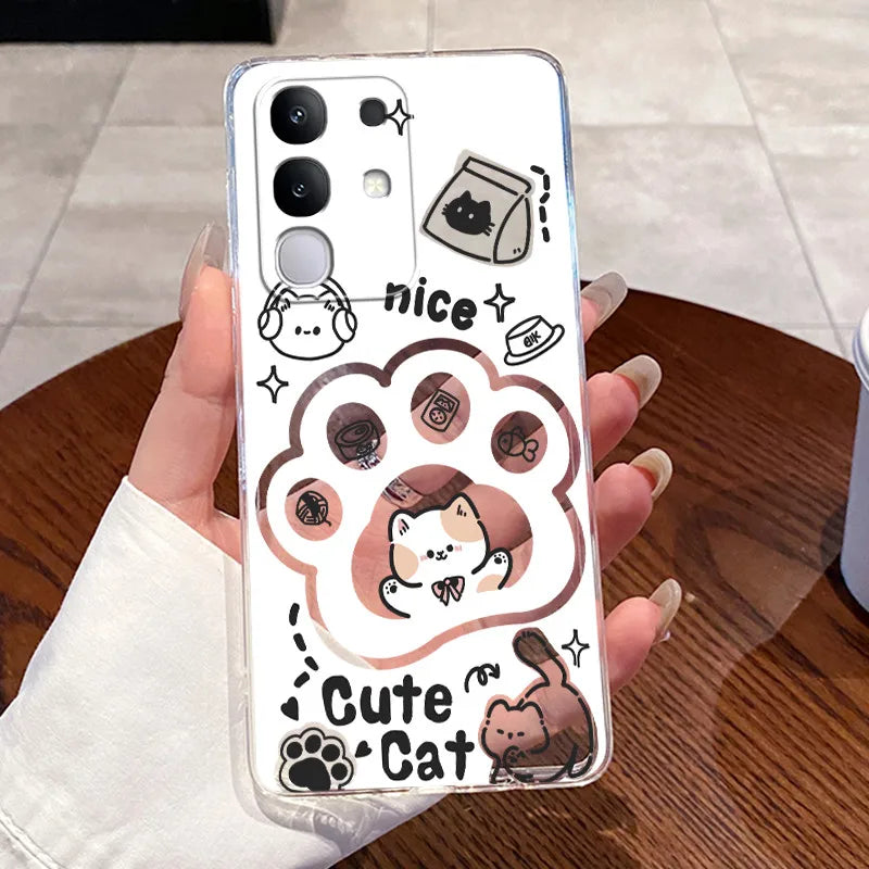 Casing For Vivo Y29 Case 4G V2423 Aesthetic Cute Cat Astronaut Soft Silicone Back Cover For Vivo Y29 4G Transparent Phone Case